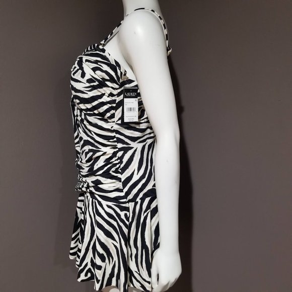 Lauren Ralph Lauren Plus Size Skirted One Piece Swimsuit Zebra Print - Picture 3 of 16